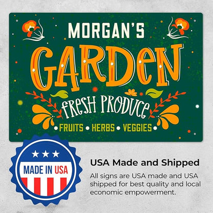 Custom Garden Signs, Personalized Sign for Garden, Ideal for Mom, Mother Or Christmas Gift Sign, 12x18 Inches, Rust Free .063 Aluminum, Fade Resistant, Made in USA by Sigo Signs