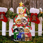 Cute cat Garden Insert, Christmas Art Decoration Yard Sign, Santa hat-Wearing Post, cat Stacking Fun Christmas Tree-Shaped pet Post, Outdoor Lawn Decoration