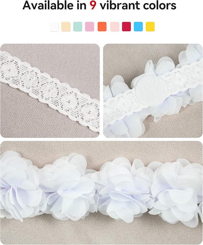 Fmeida Baby Girls Headbands for 4-24M | Soft Flower Crown (Fits 14.96"-18.89" Head)