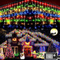 KNONEW 99ft 960 LED Christmas Lights Outdoor Decorations with 180 Drops, 8 Modes Curtain Fairy Light, Clear Wire LED String Light Indoor Decor for Wedding Party Christmas(Multicolor)