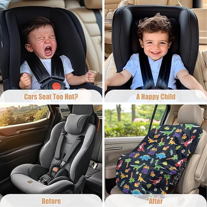 XYZCANDO Dinosaurs Summer Baby Car Seat Cover Cartoon Car Seat Sun Cover for Baby Stretch Summer Carseat Cover Protect from Sun/Hot Days Novelty Toddler Car Accessories Gift for Her