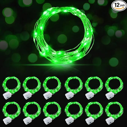 AIKEI 12 Pack LED Fairy Lights Battery Operated, String Lights Waterproof 7 Feet 20 Led Firefly Starry Lights for Wedding Party Bedroom Garden Christmas Decoration (Green, 12 Pack)