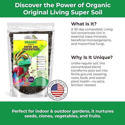 Organic Original Super Soil Concentrate with Mycorrhizae – Living Soil Boosts Roots & Buds for Seeds & Clones - Indoor & Outdoor Growing - Mix 1:4 with Topsoil Potting Soil(4 quarts)