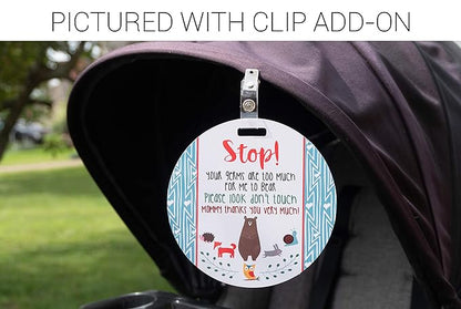 Three Little Tots Two Pack - Woodlands Themed No Touching Baby Car Seat and Stroller Signs - CPSIA Safety Tested