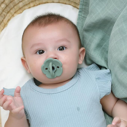 Moonkie Pacifiers Set of 2 | One-Piece Design Baby Pacifier with Large Air Holes | BPA-Free Silicone | Safe for Babies 0-6 Months