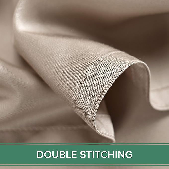 Queen Sheets by Pure Bamboo, Genuine 100% Organic Viscose Derived from Bamboo Bed Sheet Set, Luxuriously Soft & Cooling, Double Stitching, Lifetime Quality Promise (Queen, Sand)