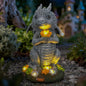 Solar Garden Outdoor Statues Dragon Holding Flower with Solar LED Lights - Lawn Decor Outdoor Statue for Patio, Balcony, Yard Ornament,Housewarming for Mom Grandma