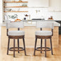 COLAMY Swivel Bar Stool Set of 2, Modern Swivel Barstool with Back, Counter Height Bar Stools, 25 Inch Upholstered Wood Barstool for Kitchen Island Dining Room Bar, Beige