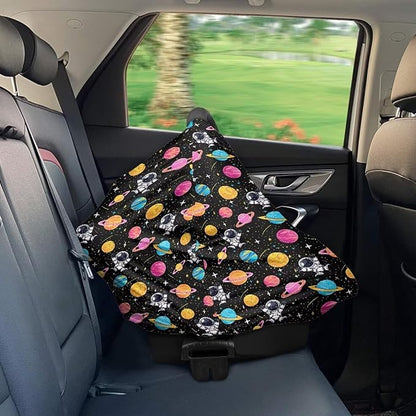 GIFTPUZZ Astronaut Planet Stretchy Nursing Cover for Breastfeeding, Baby Car Seat Cover, Infant Carseat Canopy Covers Scarf, Multiuse Stroller/High Chair Cover, All Weather Protection Baby Shower