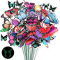 50pcs Glow in The-Dark Butterfly Garden Posts -3.2inch Colorful Butterfly Decorations for Outdoor Gardens, courtyards, Flower beds, Indoor planters, Party Decorations - Waterproof Material