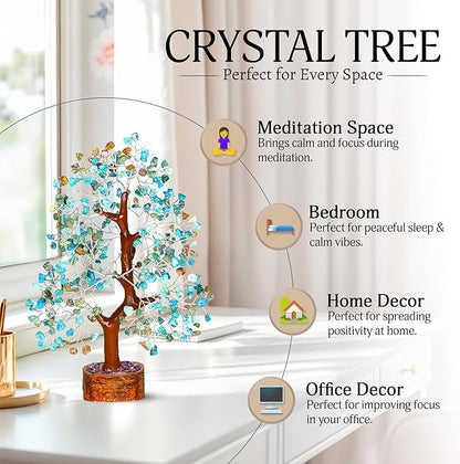 YATSKIA Turquoise Crystal Tree - Gemstone Tree - Tree of Life - Crystal Home Decor - Good Luck Charms - Spiritual Gifts for Women - Gemstones and Crystals - Chakra Stones - Meditation Decor