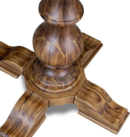 F55-0N-TP - Mid Century Modern Dining Table with Acacia Wood Round Tabletop, Antique Walnut Finish