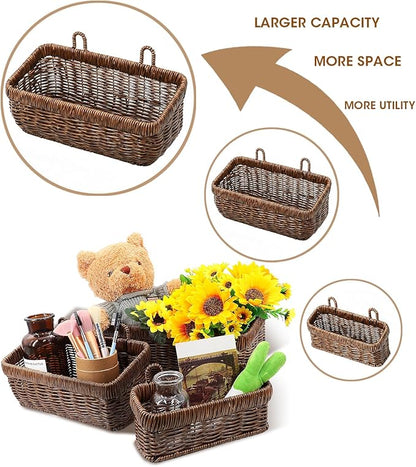 AceList Wall Hanging Basket, Boho Style Hand-Woven Hanging Storage Baskets