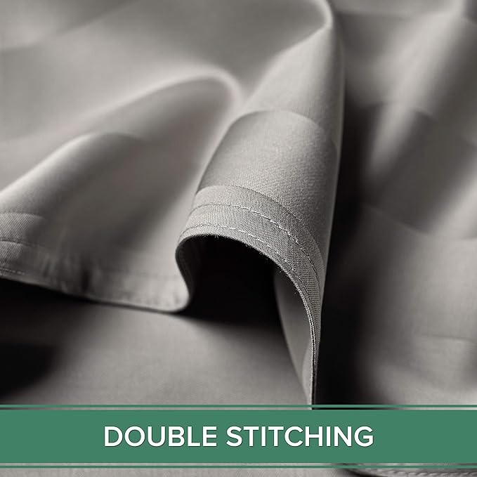 Split King Sheets by Pure Bamboo, Genuine 100% Organic Viscose Derived from Bamboo Bed Sheet Set, Soft & Cooling, Double Stitching *Not for Split Top (Split King, Jacquard Silver)