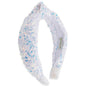 FROG SAC Sequin Knot Headband for Girls, White Knotted Hair Bands Accessories for Kids, Sparkly Iridescent Little Girl Headbands, Cute Fashion Hairbands for Tweens Stocking Stuffers for Children