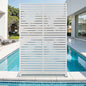 Metal Privacy Screen for Outdoor & Indoor Use, Free Standing Privacy Screen for Patio Garden Pool, 72" H x 47" W Decoative Privacy Panels, Weather Resistant, Easy Assembly (White Louvered)
