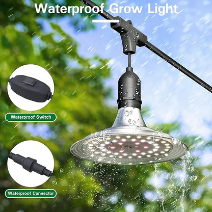 Outdoor Waterproof Grow Light, 41FT Daisy Chain LED, Full Spectrum, UL Certified, for Greenhouse Plants