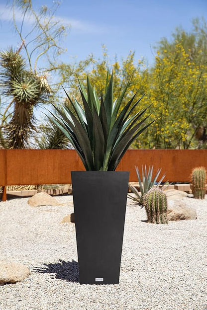 Veradek V-Resin Indoor/Outdoor Taper Planter (30 inch, Black)