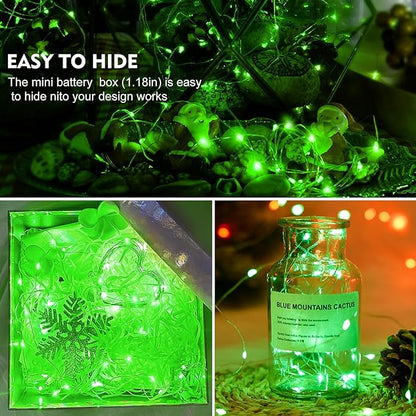 AIKEI 24 Pack LED Fairy Lights Battery Operated, String Lights Waterproof 7 Feet 20 Led Firefly Starry Lights for Wedding Party Bedroom Garden Christmas Decoration Green