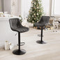 YOUNIKE Bar Stools Set of 2 for Kitchen Island, Black Swivel Tall Bar Stools, Adjustable Barstools with Back, Faux Leather Padded Stools, Modern Counter Height Bar Chairs with 300LBS Support