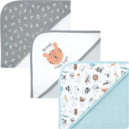 Hudson Baby Unisex Baby Cotton Rich Hooded Towels, Alphabet, One Size