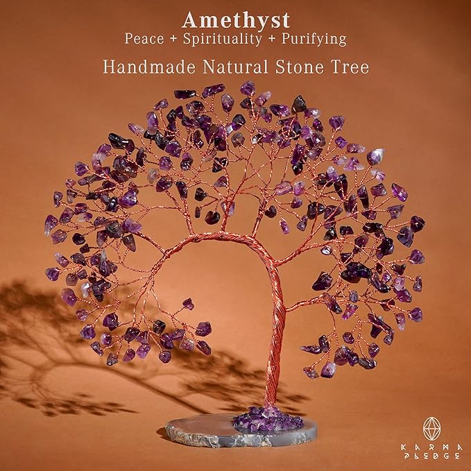 Amethyst Crystal Crystal Tree of Life for Home and Office Decor, Positive Energy, Wealth, Good Luck, Reiki Healing, Handmade Feng Shui Decoration, Birthday Gifts for Women, Mom