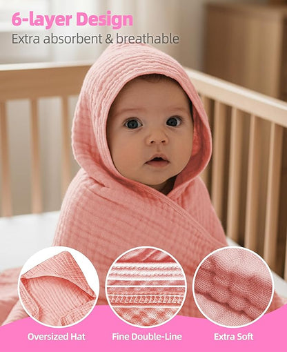 3-Pack Hooded Baby Towels for Newborn 100% Cotton Soft Babies Blanket Toddler and Kids Bath Towel Baby Essentials