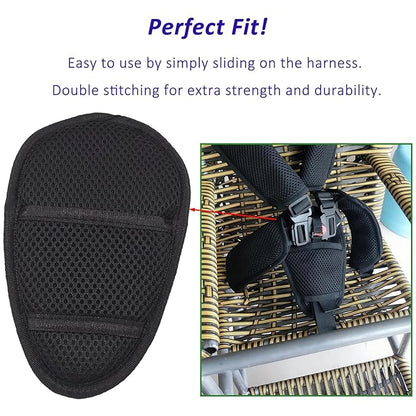 2 Pcs Seat Straps Crotch Cushion,Stroller Crotch Pads Universal Cushion Crotch Pads for Pushchair High Chair,Comfort Cushion Seat Strap Covers(Black)