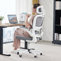TRALT Office Chair Ergonomic Desk Chair, 330 LBS Home Mesh Office Desk Chairs with Wheels, Comfortable Gaming Chair, High Back Office Chair for Long Hours (White)