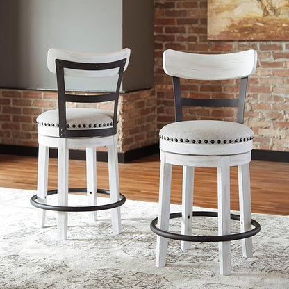 Signature Design by Ashley Valebeck 24.5" Modern Swivel Counter Height Barstool, Whitewash
