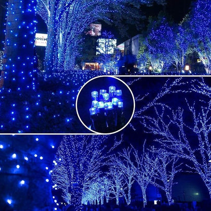Christmas String Lights Blue - 320 LEDs 35m/115ft 8 Modes End-to-End Plug in Outdoor Waterproof Decorative Fairy Twinkle Indoor Christmas Tree Lights for Halloween/Home/Patio/New Year/Room/Wedding