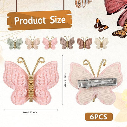 Toddler Hair Bows, 6pcs Bow Clips for Baby Girls, Mini Butterfly Clips Hair Accessories for Infants Baby Kids Fine Hair