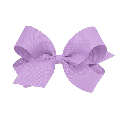 Wee Ones Girls' Classic Grosgrain Hair Bows with Plain Wrap Center, No-Slip Hair Clip, Handmade, Light Orchid, Large