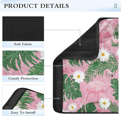 2 Pack Seatbelt Covers Seat Belt Cover Pad for Adults Boys Girls Car Seat Strap Covers Pads Cushion Universal Shoulder Strap Pad Protector for Backpack Camera Bag 6.5 Inch Cute Pink Daisy Flamingos
