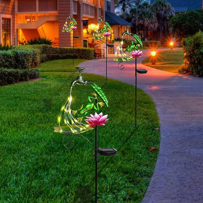 Bshine Frog Solar Outdoor Garden Lights, Waterproof Metal Solar Garden Stakes for Pathways, Poolside, Backyard Decorations, Yard Art, Lawn Decorations, Frog Gift for Mom