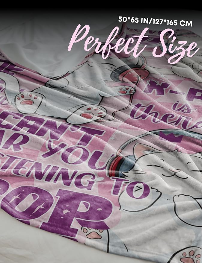 Huglanket Kpop Gifts for Teen Girl K Pop Lovers, Kpop Merch Stuff Blanket for Women for Birthday, Christmas, Cats, 60"x 80"