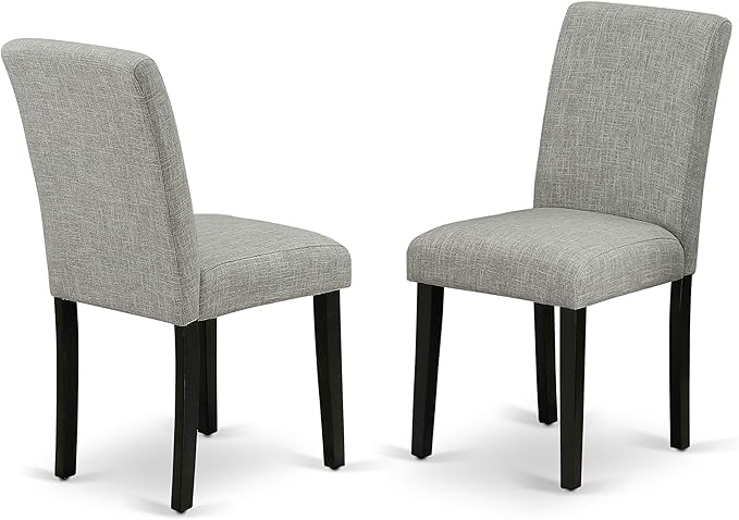 East West Furniture LGAB7-BLK-06 7 Piece Dining Room Table Set Consist of a Rectangle Wooden Table with Butterfly Leaf and 6 Shitake Linen Fabric Upholstered Chairs, 42x84 Inch, Black
