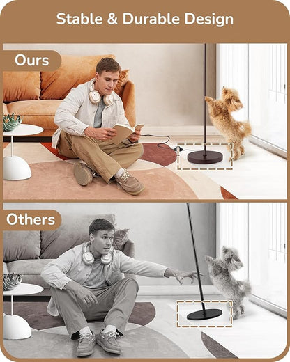 EDISHINE LED Floor Lamp for Living Room, 63.7in Modern Standing Lamp with 9W LED Bulb, 3 Color Temperature, Minimalist Floor Lamp for Bedroom, Office, Nursery, Foot Pedal Switch, Brown