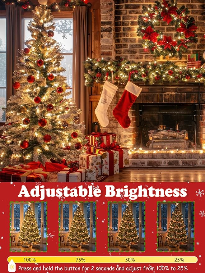 2-Pack 66FT 200 LED Christmas Lights, 13 Modes Extendable Christmas Tree Lights with Timer & Memory, Waterproof Twinkle Fairy Lights Green Wire Outdoor String Lights Indoor for Xmas Tree (Warm White)