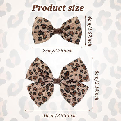 Qianyu Leopard Hair Bow Clips Cheetah Print Costume Accessories Fully Lined Polka Dot Alligator Clip Baby Barrettes Hairpins Aesthetic Ponytail Holder for Women Girls Teens Kids (9 hairpins)