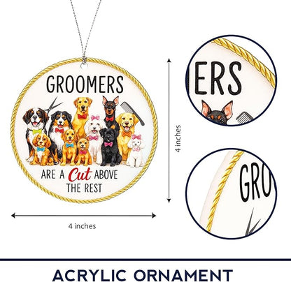 Groomer Ornament – Pet Groomer Christmas Ornament – Groomer Appreciation Card Xmas Gift – Pet Groomer Holiday Ornament – White Elephant Gifts - Xmas Tree Funny Decoration Dog Lover