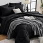 HEVUMYI Black King Comforter Set - 7-Piece All Season Bed in a Bag King, Ultra Soft Bedding Set with Comforter, Flat Sheet, Fitted Sheet, Pillowcases, Pillow Shams, Black