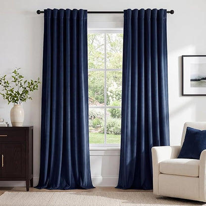 StangH Navy Blue Living Room Curtains 105 inches Long Back Tab Light Blocking Thermal Insulated Window Drapes for Bedroom Heavy Thick Privacy Panels, W52 x L105, 2 Panels