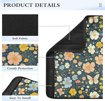 Cute Butterflies Flowers Car Seat Belt Covers Fashion Seat Belt Cushion Cover 2Pcs Shoulder Strap Cushion for Girls Boys Adults