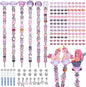 158 Pcs DIY Fairy Wand Garden Stakes Kit,Multiple Color Scheme European Beads Crystal Diamond Tops and 12 or 10 Inch Threaded Rods,Stainless Steel Stakes with Diamond Toppe(Pink)