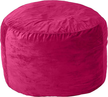 Sofa Sack Bean Bag Chair Cover Only, for Adults and Kids, Without Filling Comfy Fluffy Round or Oval Beanbag Chair Cover Replacement, Lazy Sofa Cover for Reading Chair or Floor Chair, 4-Feet, Magenta