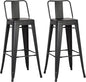 AC Pacific 30” Metal Barstool Set of 2 – Country Rustic Style with Low Back, Lightweight & Sturdy Build, Easy Assembly – Midnight Matte Finish