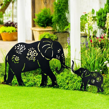 Elephant Metal Decorative Garden Stakes Elephant Gifts for Women/Men Elephant Lovers Gifts Silhouette Statues for Yard Art, Outside, Patio, Outdoor Decor, Garden Decorations, Lawn Ornament