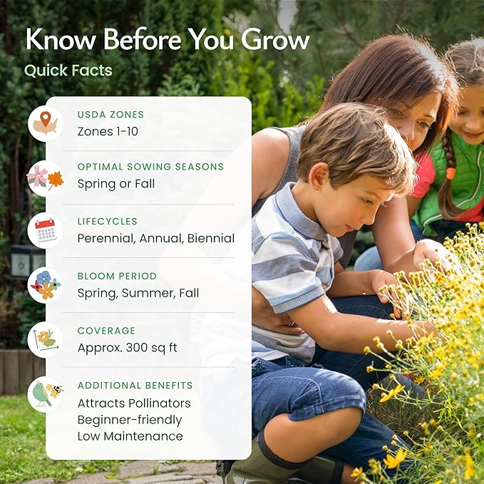 Created By Nature Maryland Wildflower Seed Mix, 15 Flower Varieties, 50,000 Seeds
