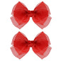 4in Red Mesh Ribbon Hair Bows Clips Valentines Tulle Bow-Knot Alligator Barrettes Hairpins Party Dress Decor Accessory for Toddler Girls Kids Teens Christmas New Year Gift